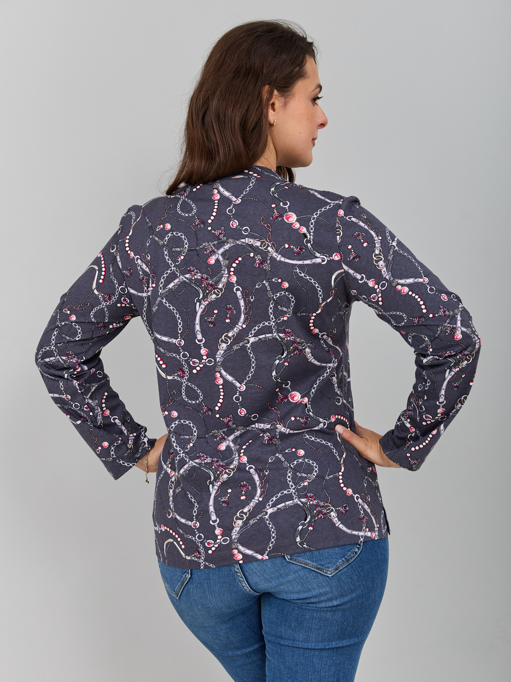 Блузка БЛ-22/серыйремни-цепи