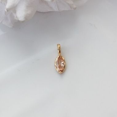 Подвеска Маркиз с персиковым фианитом, 14*5 мм, позолота, П407