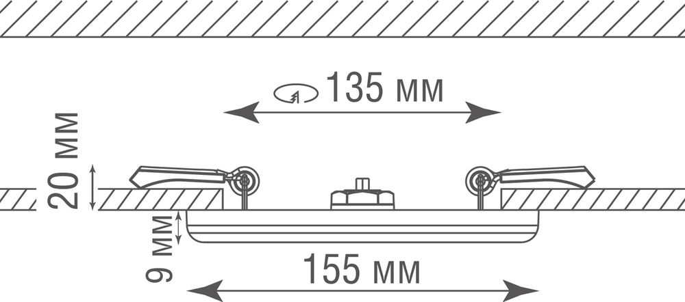 Влагозащитная встраиваемая светодиодная панель,  15Вт