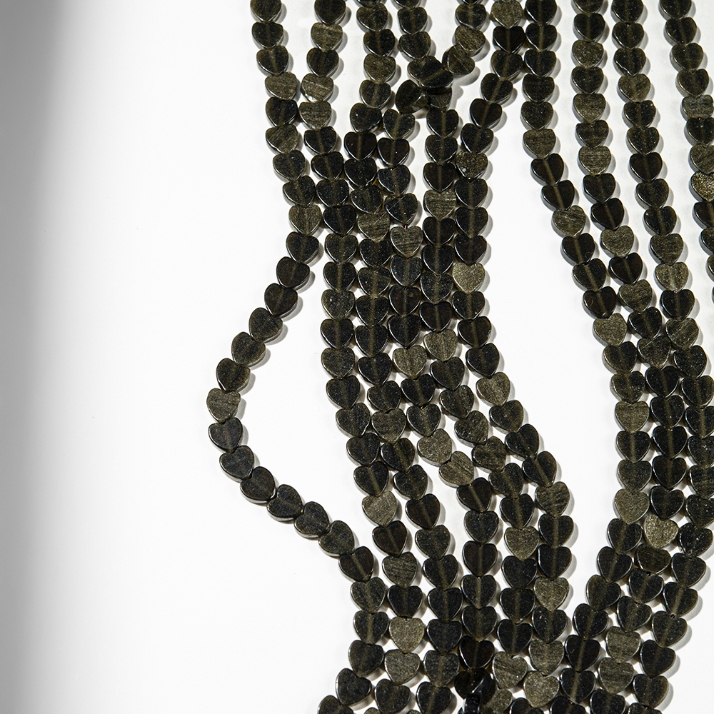 Обсидиан натуральный, мини-сердечки, 6,3мм