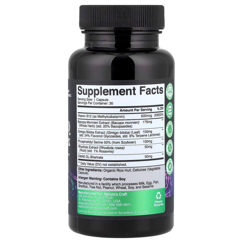 Nature's Craft, Brain + IQ Complex, 30 капсул