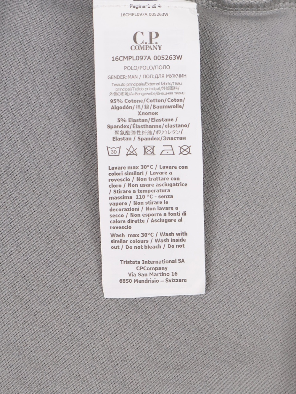 Поло C.P. Company Stretch Piquet Line Gray