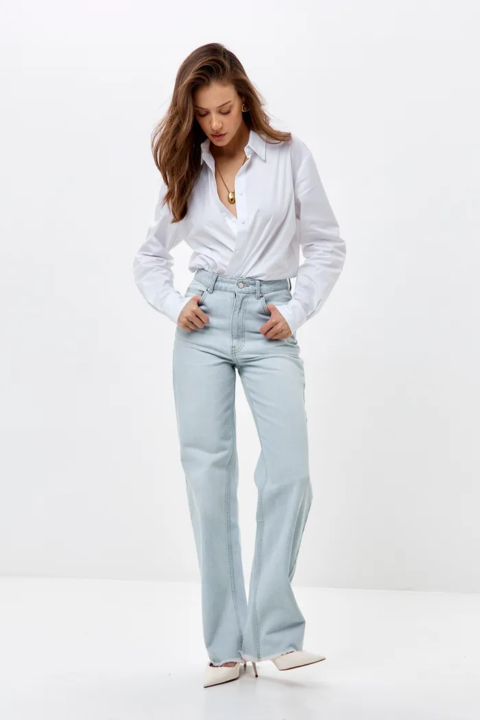 Джинсы Wide Leg голубого цвета