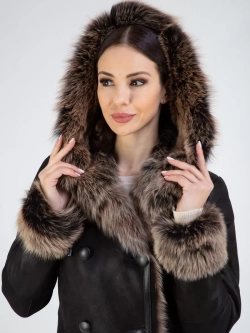 Дубленка натуральная зимняя с капюшоном Турция