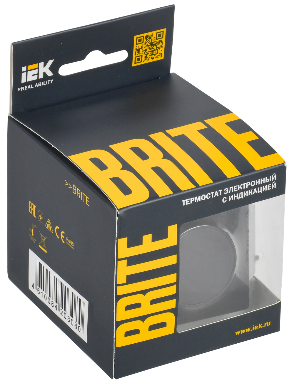 BRITE Термостат электронный с индикацией ТС10-1-БрЧ черный IEK