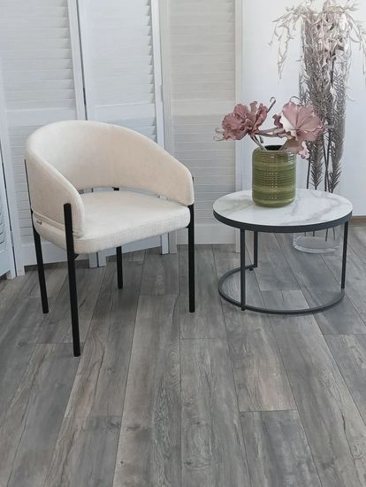 Стул НИКОЛЬ цвет REEF 01 Молочный, ткань/ черный каркас