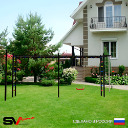 Уличная шведская стенка Sv Sport рукоход х 2 с комплектом турник прямой У51422 (Турник/"Лодочка"/Канат/кольца/лестница)