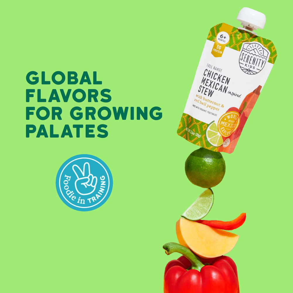 Serenity Kids, рагу по-мексикански с курицей, выращенной в естественных условиях, с мускатным орехом и красным болгарским перцем, для детей от 6 месяцев, 99 г (3,5 унции)