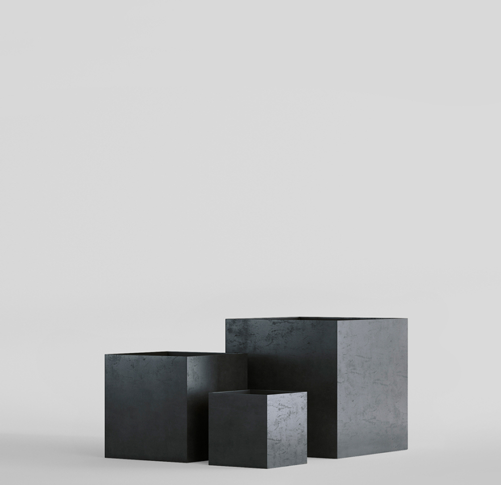 Кашпо, коллекция Concrete (Midnight), форма CUBE