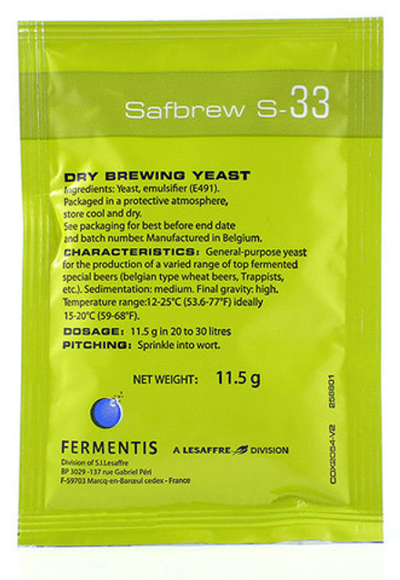 Дрожжи Fermentis "Safale S-33", 11,5г.