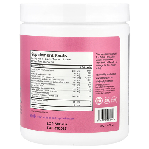 JUNP Hydration, Порошковая смесь электролитов, виноград, 423 г (14,9 унции)