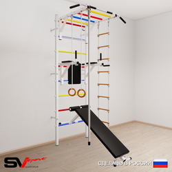 Шведская стенка Sv Sport усиленная 625 (Турник рукоход/Брусья/Скамья/Канат/Кольца/Лестница)