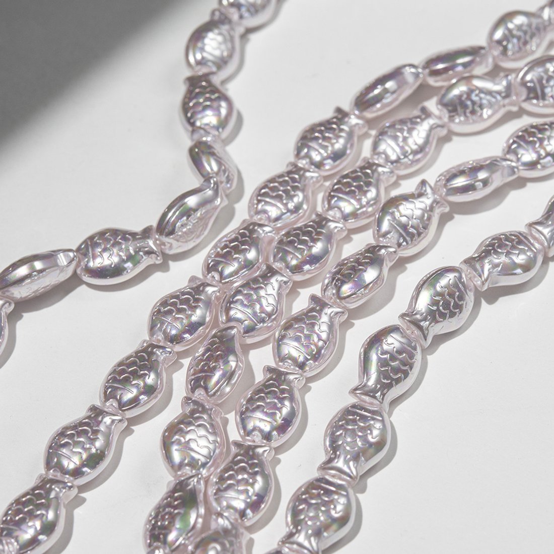 Хрустальный жемчуг в форме рыбок, розовый, 14*10мм