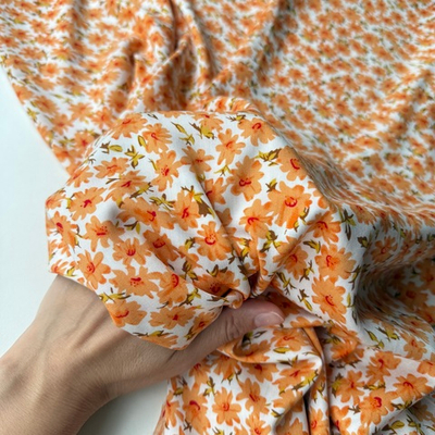 Вискоза (штапель) Оранжевые герберы