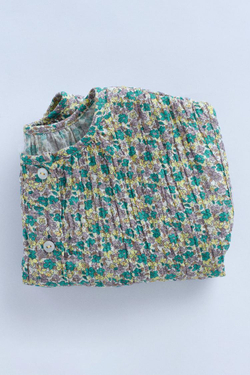 ZARA БЛУЗА С ЦВЕТОЧНЫМ ПРИНТОМ — TIMELESZ, ЗЕЛЕНОВАТО-СИНИЙ