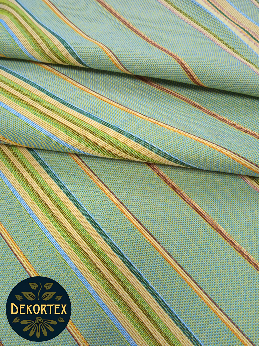 Мебельная ткань гобелен на отрез "Полоса серо-зеленая" (ширина 160 см) цена за п/метр