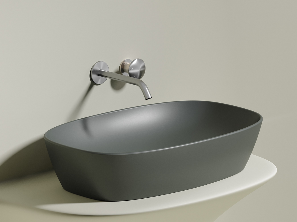 Умывальник чаша накладная овальная (цвет Антрацит Матовый) Element 610x385x140мм
