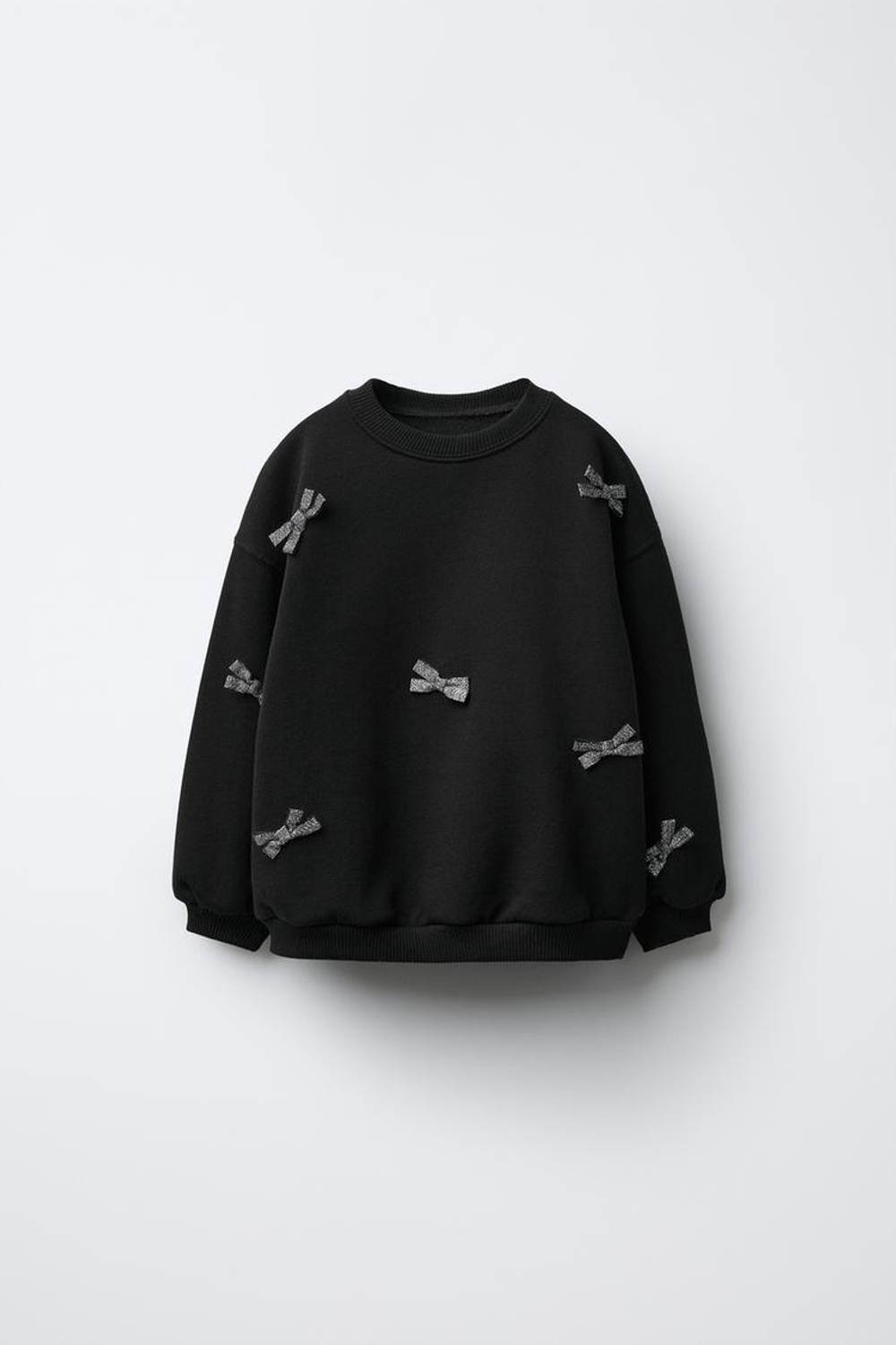 ZARA ТОЛСТОВКА С БАНТАМИ И БЛЕСТКАМИ, ЧЕРНЫЙ