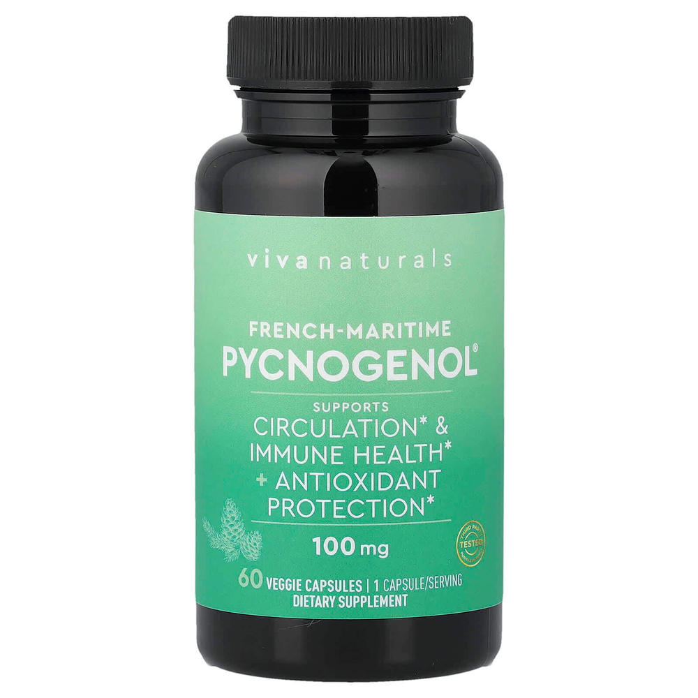 Viva Naturals, France-Maritime Pycnogenol®, 100 мг, 60 растительных капсул