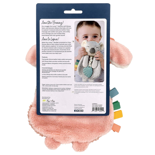 itzy ritzy, Itzy Lovey ™, Plush Lovey With силиконовые прорезыватели, для детей от 0 месяцев, Ana The Bunny, 1 прорезыватель для зубов