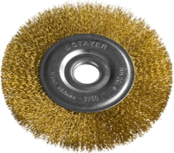 STAYER 150 мм, витая стальная латунированная проволока 0.3 мм, щетка дисковая для УШМ, Professional (35122-150)