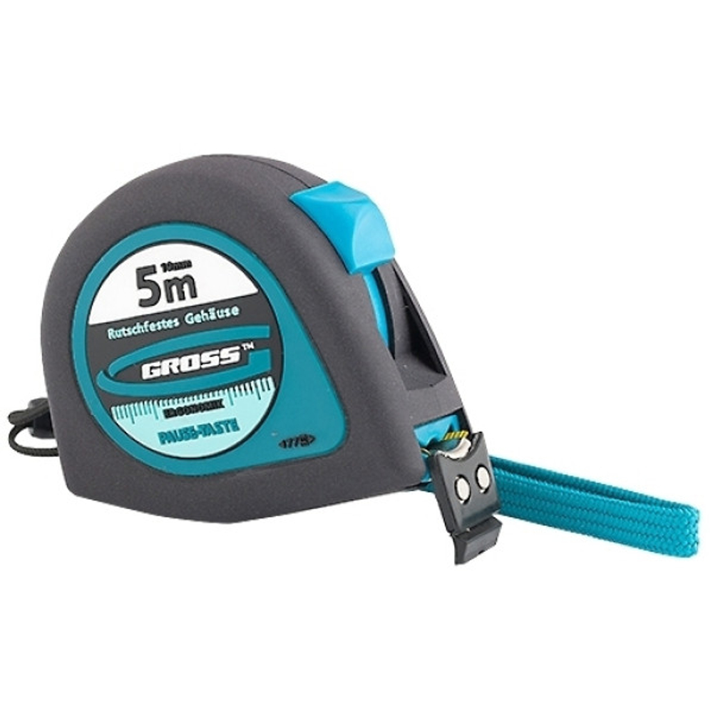 Рулетка 5м х 19мм GROSS Ergonomisch с магнитным обрезиненным зацепом 31102