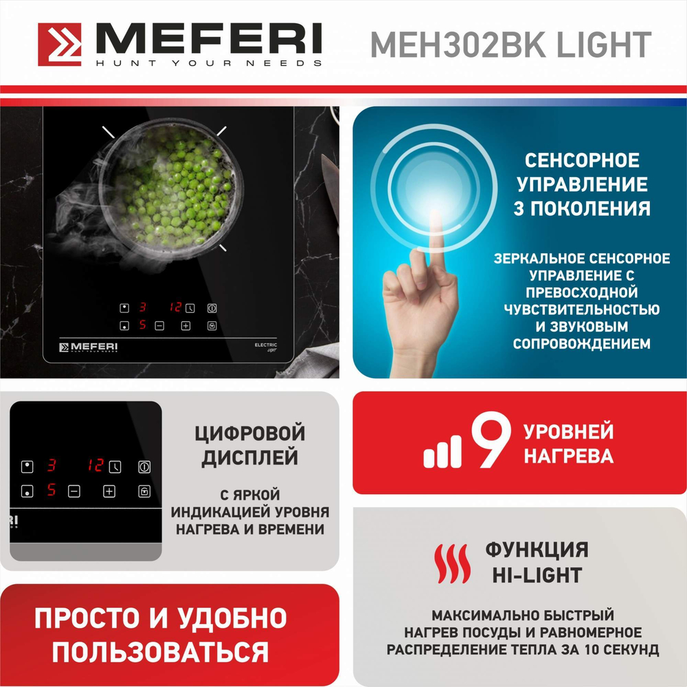 Электрическая варочная панель Meferi MEH302BK LIGHT фото 2