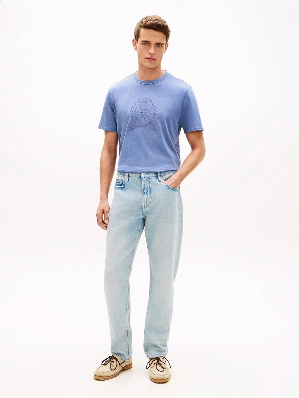 Футболка Tommy Hilfiger Laurel Leaf Logo Garment-Dyed Faded Indigo