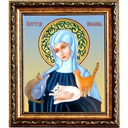 Святая Гертруда Нивельская. Икона на холсте.