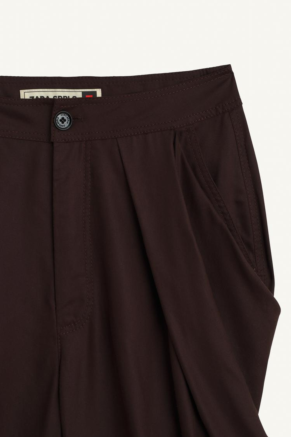 ZARA СТРУЯЩИЕСЯ БРЮКИ СО СРЕДНЕЙ ТАЛИЕЙ ИЗ СМЕСОВОЙ ТКАНИ ЛИОЦЕЛЛА, ШОКОЛАДНЫЙ