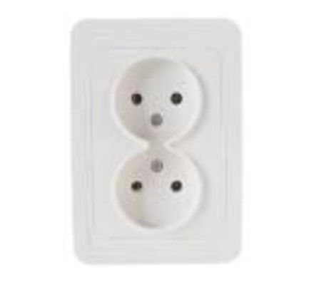 Розетка двухместная "UNIVersal" серия "Валери" б/з, с/у, 16А, 220В, "слоновая кость" (ivory)