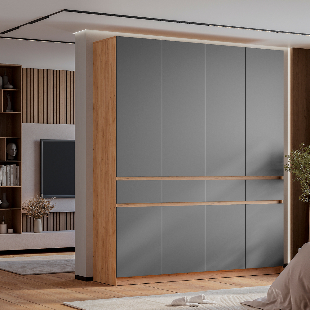 Шкаф 4-х створчатый Багира ШК-13 крафт/графит