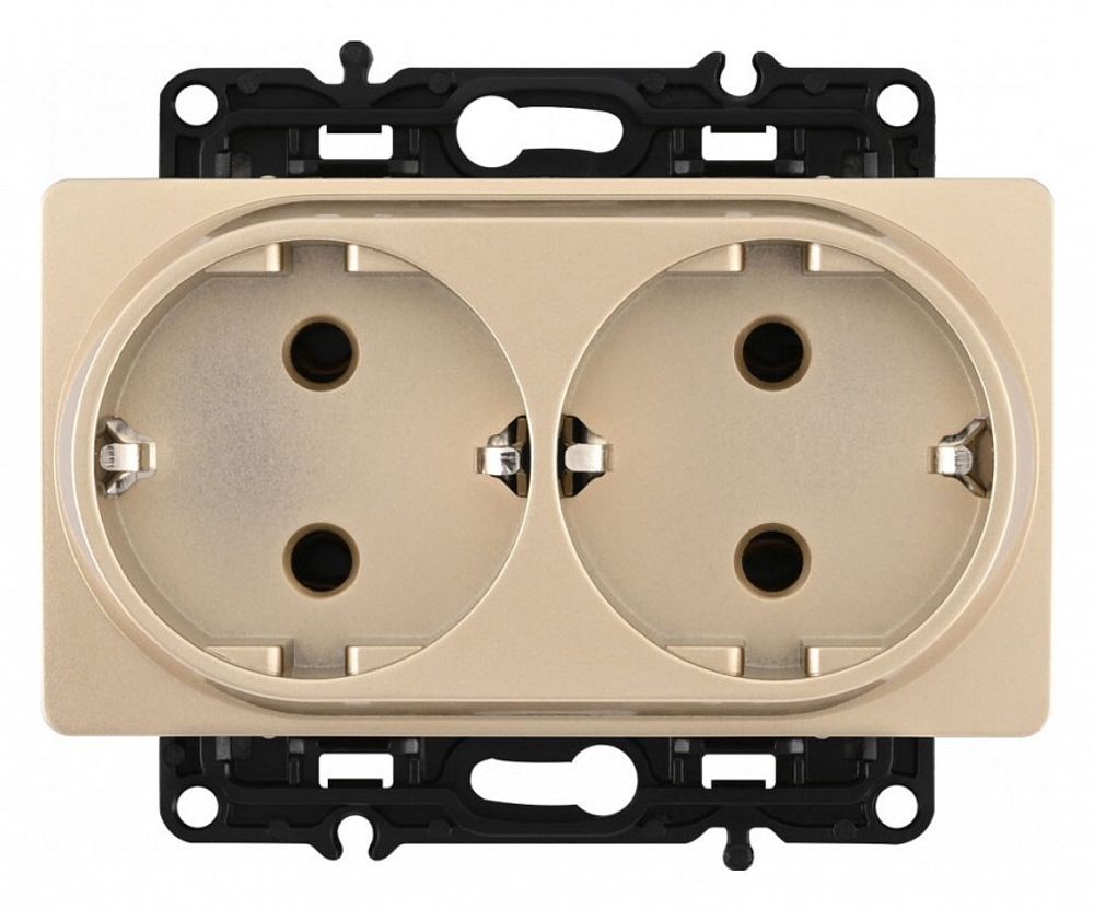 Розетка двойная с заземлением, без рамки Arte Milano am-217 217.40-2.shampan