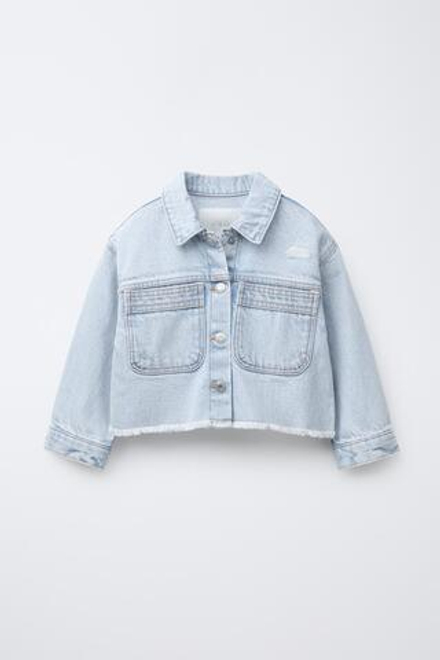 ZARA ДЖИНСОВАЯ КУРТКА-РУБАШКА, ГОЛУБОЙ