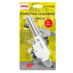 Горелка газовая на цанговый баллон (t-1300гр., L-180мм), в блистере WMC TOOLS WMC-F-175GB