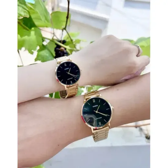 Парные часы Casio Standard: MTP-VT01G-1B и LTP-VT01G-1B