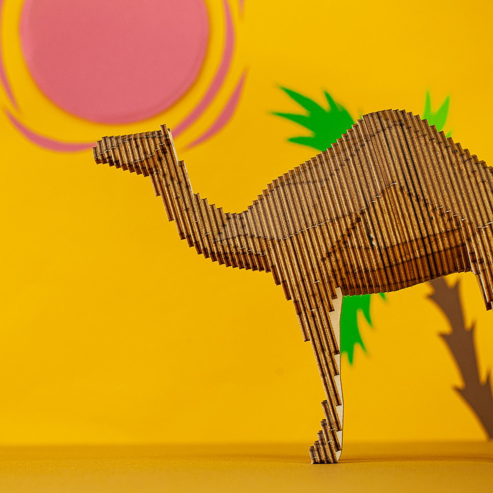 Деревянный конструктор "Верблюд". Купить с доставкой в интернет-магазине Юнивуд. Игрушка в подарок для детей и взрослых.