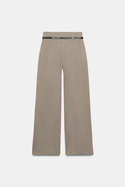 ZARA БРЮКИ ПАЛАЦЦО С РЕМНЕМ, БЕЖЕВЫЙ