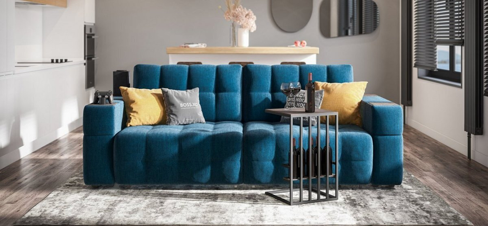 Диван Босс ХО Велюр Монолит синий