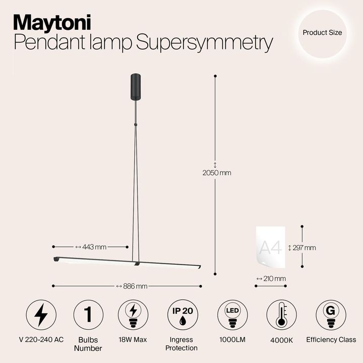 Подвесной светодиодный светильник Maytoni Supersymmetry P096PL-L11BK1