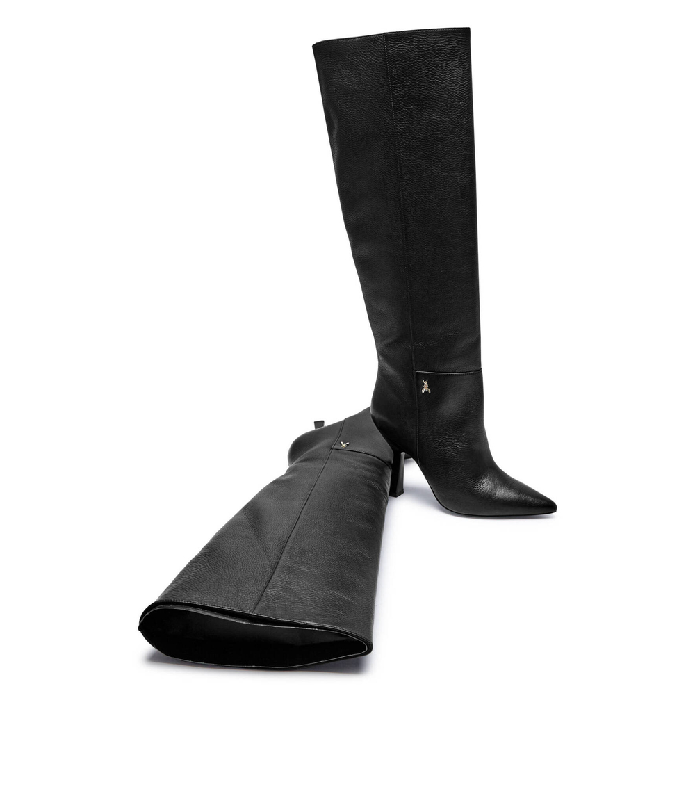 Кожаные сапоги казаки на шпильке STIVALI Patrizia Pepe - черный(8Y0090 L034)