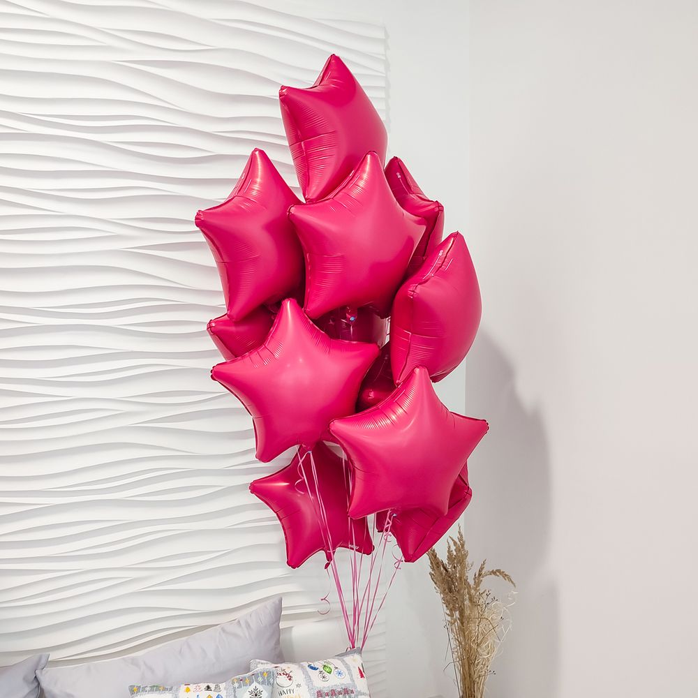 Шар (19''/48 см) Звезда, Viva Magenta, Сатин, 1 шт.