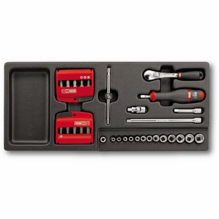 519/613AEB  Набор головок и аксессуаров на 1/4" 42 предмета, в пластиковом ложементе, USAG (Италия)