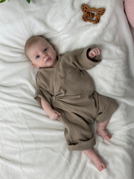 Муслиновый песочник - комбинезон на запах Тауп Грей RinaAmari