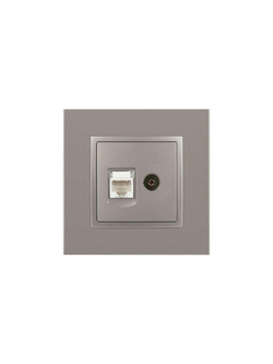 Розетка компьютерная + телевизионная Elegance 14-3110-16 RJ45+TV титан Эра Б0065768