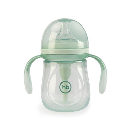 Бутылочка с ручками и силиконовой соской 180 мл. Happy Baby Olive