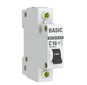 Автоматический выключатель EKF ВА 47-29 4,5кА, С 16А, 1П