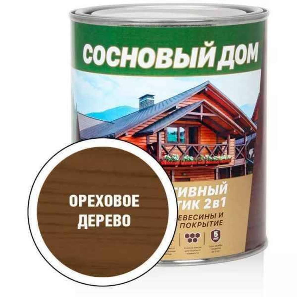 Антисептик декоративный для древесины СОСНОВЫЙ ДОМ ореховое дерево (0,8л)