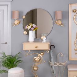 Бра настенный светильник Oliva Branch (Олива Бранч) Айвори левое Мраморное золото с абажуром Терра Айвори