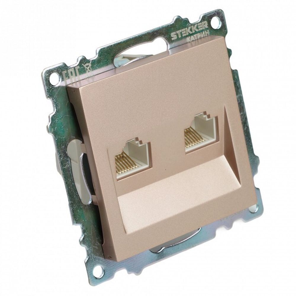 Розетка двойная Ethernet RJ-45 без рамки Stekker Катрин 50004